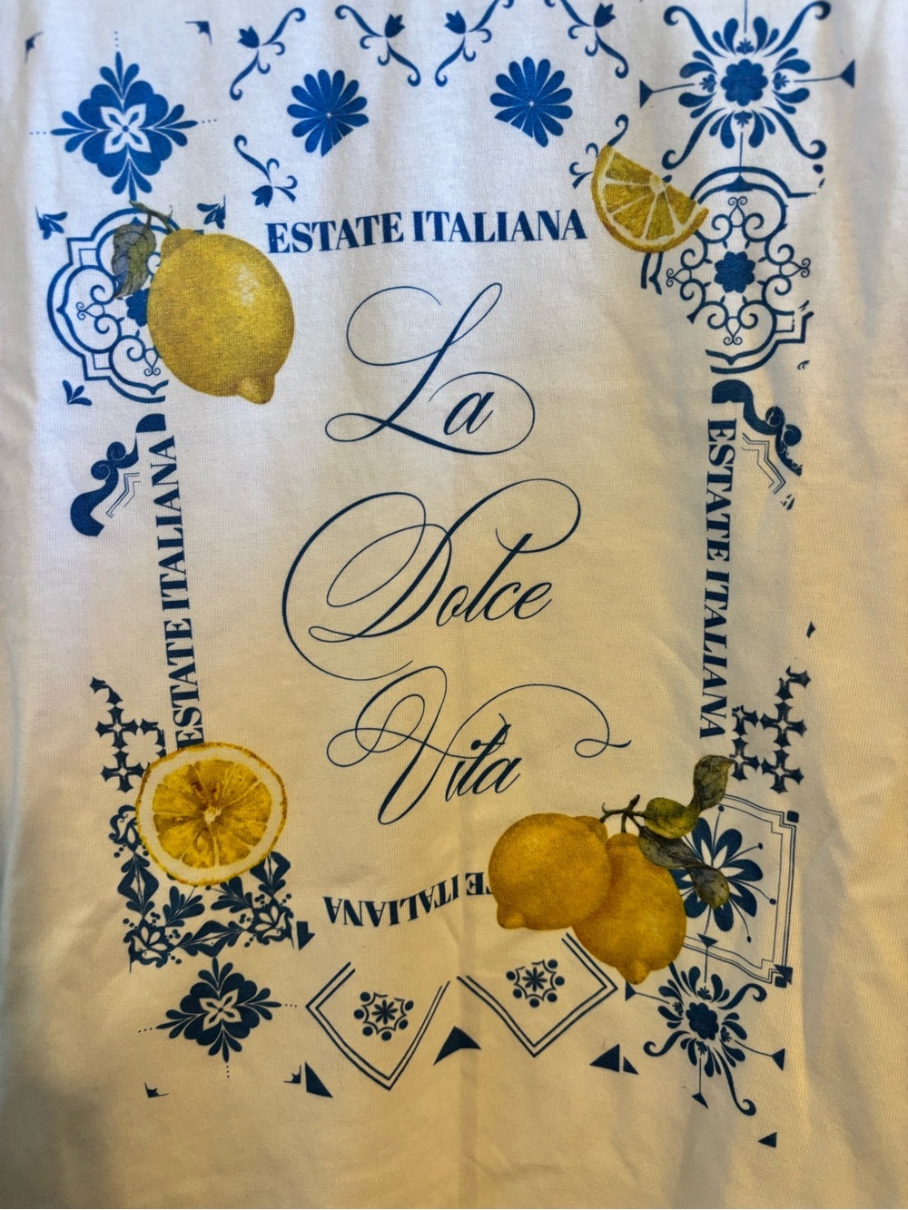 😍🇮🇹La Dolce Vita %100 Cotton White Graphic T-Shirt XS